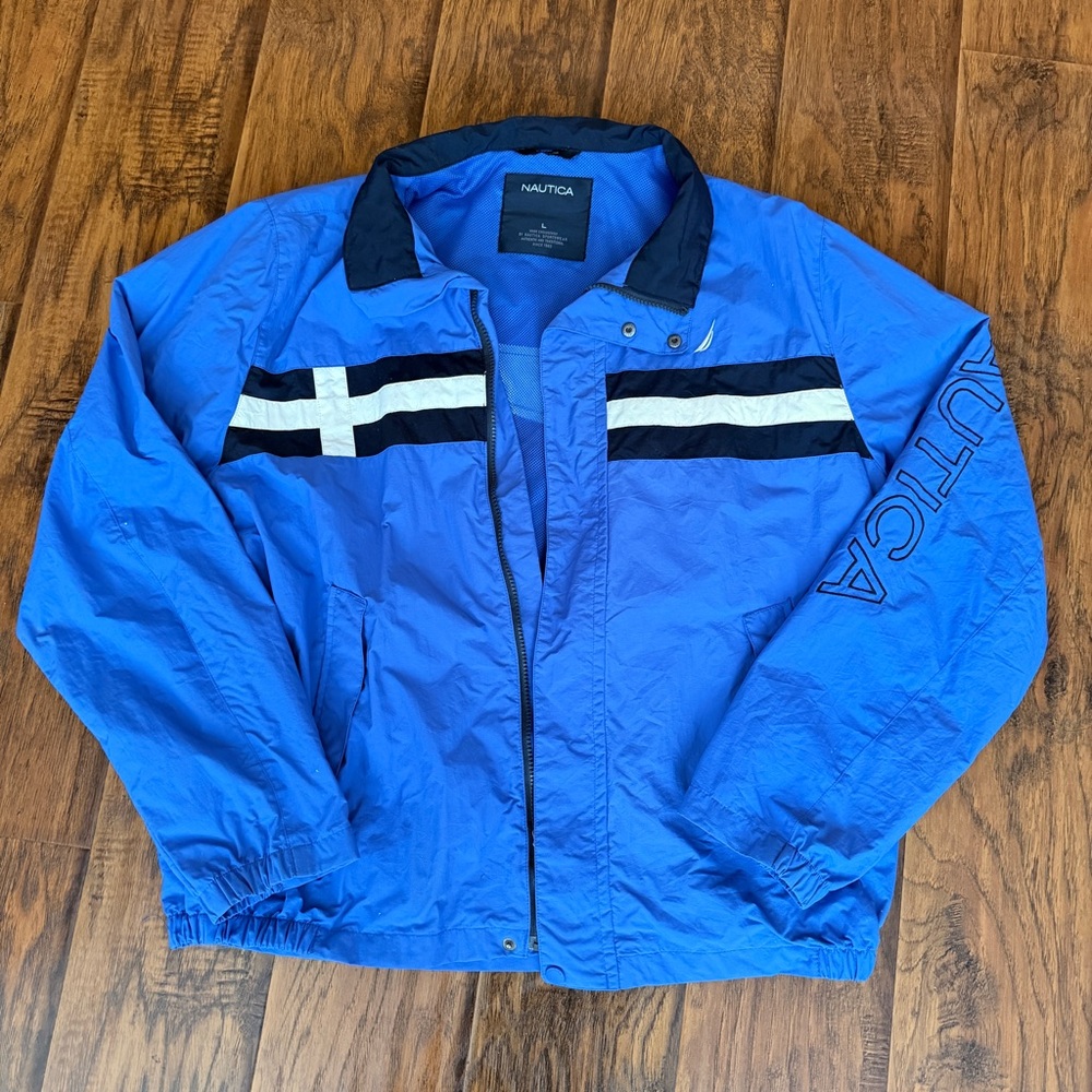 Nautica Blue Jacket with Black and White Accents